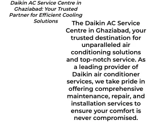 Your Trusted Partner for Cooling Excellence Daikin AC Service Centre in Ghaziaba