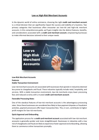 Low vs High risk merchant account