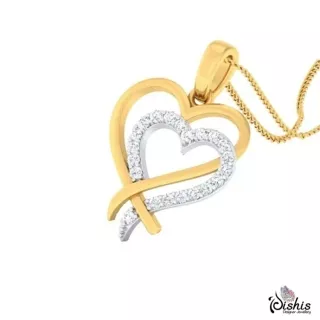 Beautiful Gold And Diamond Heart Pendent by Dishis Designer Jewellery