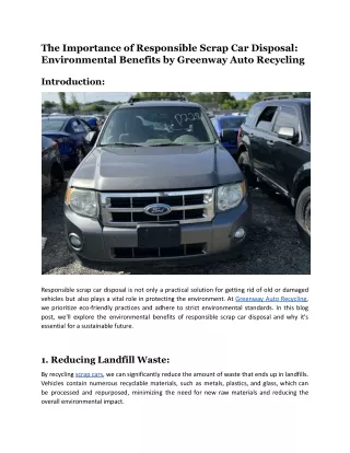 The Importance of Responsible Scrap Car Disposal_ Environmental Benefits by Greenway Auto Recycling