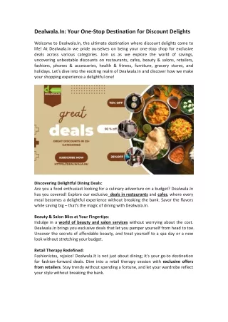 Dealwala.In: Your One-Stop Destination for Discount Delights