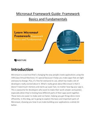 Micronaut Framework Guide Framework Basics and Fundamentals