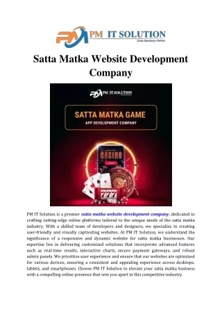 Satta Matka Website Development Company