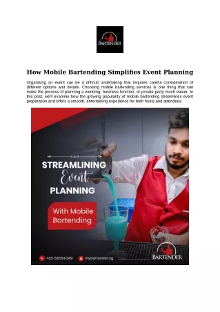 How Mobile Bartending Simplifies Event Planning