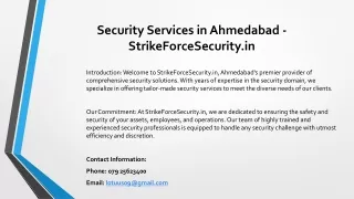 Security Services in Ahmedabad, Security Company in Ahmedab: StrikeForceSecurity