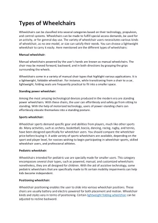 Types of Wheelchair
