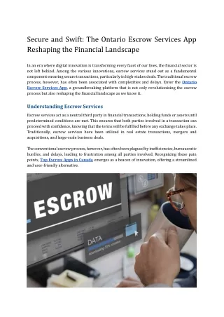 Secure and Swift_ The Ontario Escrow Services App Reshaping the Financial Landscape