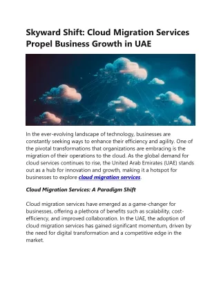 Skyward Shift: Cloud Migration Services Propel Business Growth in UAE