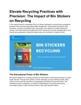 Bin stickers recycling