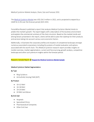 Medical Cyclotron Market