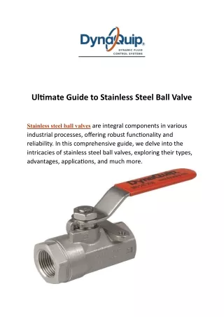 Ultimate Guide to Stainless Steel Ball Valve