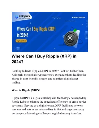 Where can I Buy Ripple (XRP) in 2024