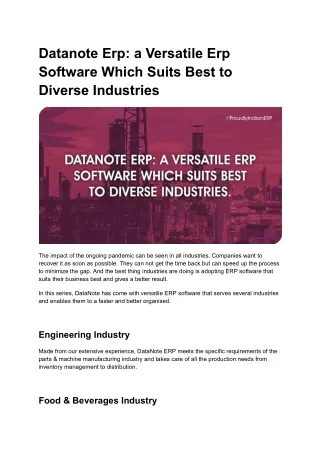 Datanote Erp_ a Versatile Erp Software Which Suits Best to Diverse Industries