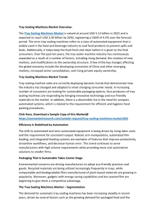 Tray Sealing Machines Market Overview