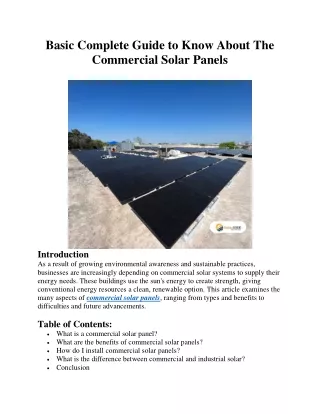 Basic Complete Guide to Know About The Commercial Solar Panels