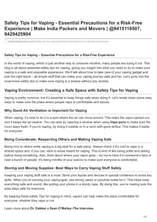 Safety Tips for Vaping – Essential Precautions for a Risk-Free Experience