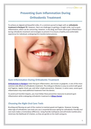 Preventing Gum Inflammation During Orthodontic Treatment