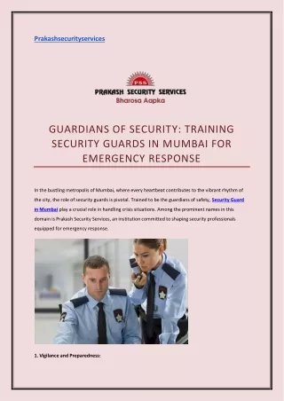 Guardians of Security Training Security Guards in Mumbai for Emergency Response