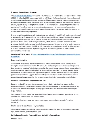 Processed Cheese Market Overview