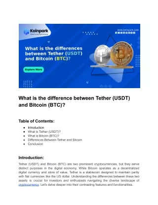 What is the difference between Tether (USDT) and Bitcoin (BTC)