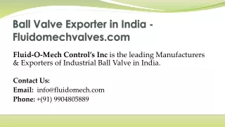 Ball Valve Manufacturer, Ball Valve Exporter in India