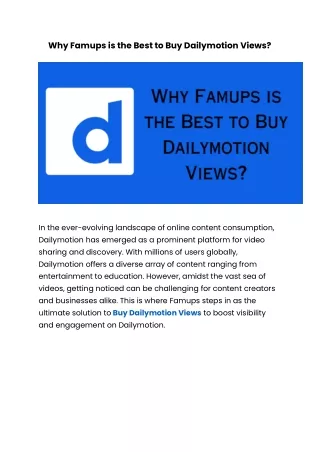 Why Famups is the Best to Buy Dailymotion Views