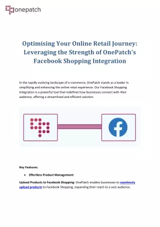 Leveraging the Strength of OnePatch's Facebook Shopping Integration