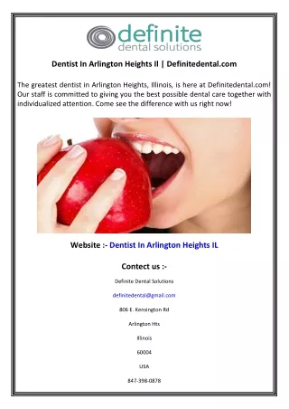 Dentist In Arlington Heights Il  Definitedental.com