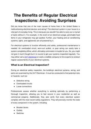 The Benefits of Regular Electrical Inspections Avoiding Surprises