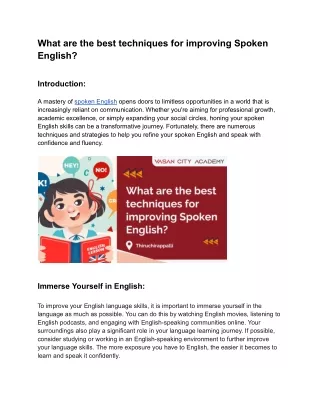 What are the best techniques for improving Spoken English_