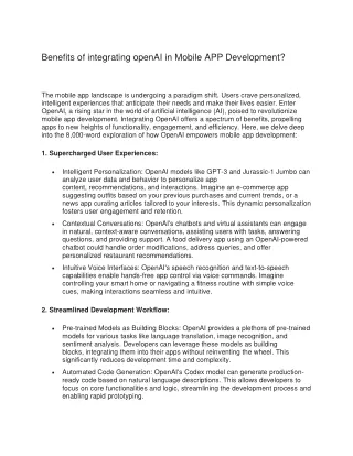 Benefits of integrating openAI in Mobile APP Development