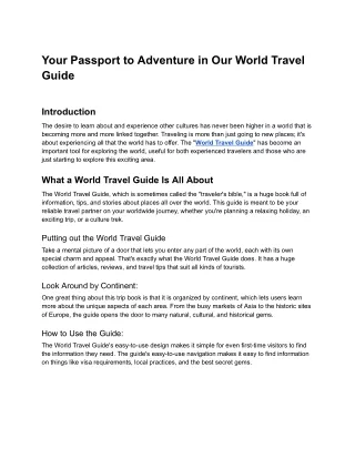 32 Your Passport to Adventure in Our World Travel Guide - Google Docs