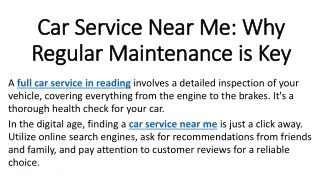 Car Service Near Me Why Regular Maintenance is Key