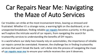 Car Repairs Near Me Navigating the Maze of Auto Services