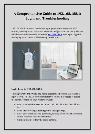 A Comprehensive Guide to 192.168.188.1: Login and Troubleshooting