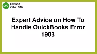 Easy Way To Fix QuickBooks Error 1903
