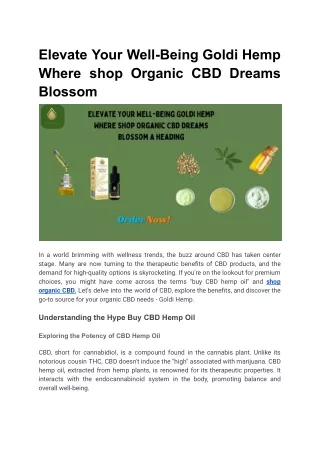 Elevate Your Well-Being Goldi Hemp Where shop Organic CBD Dreams Blossom