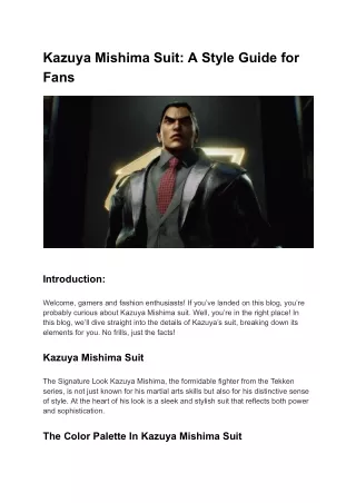 Kazuya Mishima Suit A Style Guide for Fans