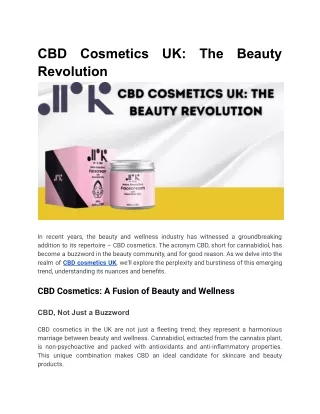 CBD Cosmetics UK_ The Beauty Revolution