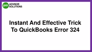 Learn How To Fix QuickBooks Error 324