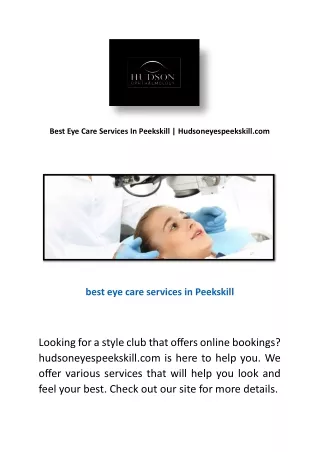Eye Care Treatment In Peekskill | Hudsoneyespeekskill.com