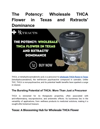 The Potency_ Wholesale THCA Flower in Texas and Rxtracts' Dominance