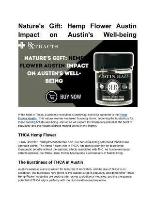 Nature's Gift_ Hemp Flower Austin Impact on Austin's Well-being