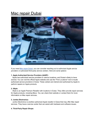 Mac repair Dubai