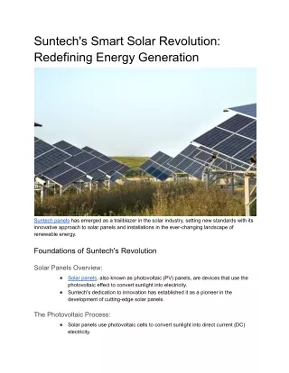Suntech's Smart Solar Revolution_ Redefining Energy Generation