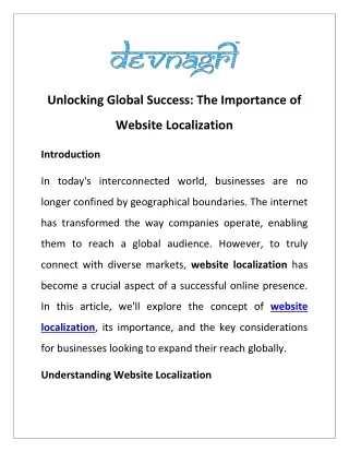 Unlocking Global Success: The Importance of Website Localization