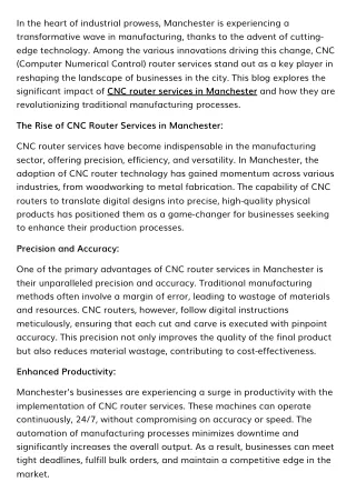 Benefits of CNC Wood Machining in Manchester