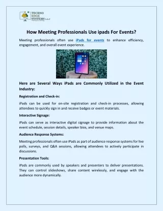 How Meeting Professionals Use ipads For Events?