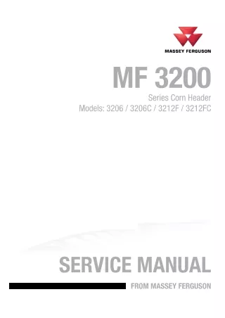 Massey Ferguson 3212FC Corn Header Service Repair Manual