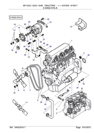 Massey Ferguson 4225 TRACTORS (-- K37009) Service Parts Catalogue Manual (Part Number  819917)